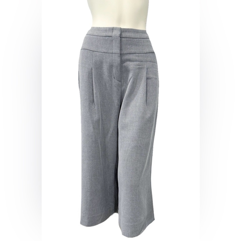 BCBG Max Azria Runway Pants Size 6 Gray Wide Leg Cropped High Rise - Picture 4 of 11